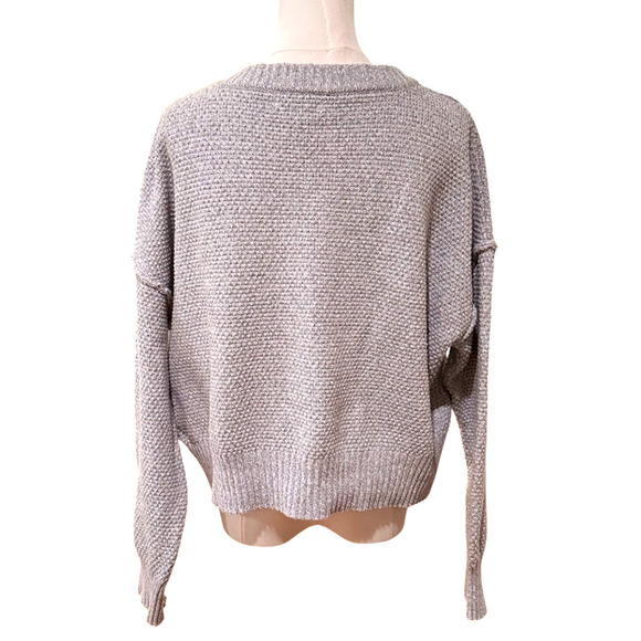 Sincerely Jules Gray Relaxed Drop Shoulder Cardigan Large Academia Preppy - Picture 6 of 9